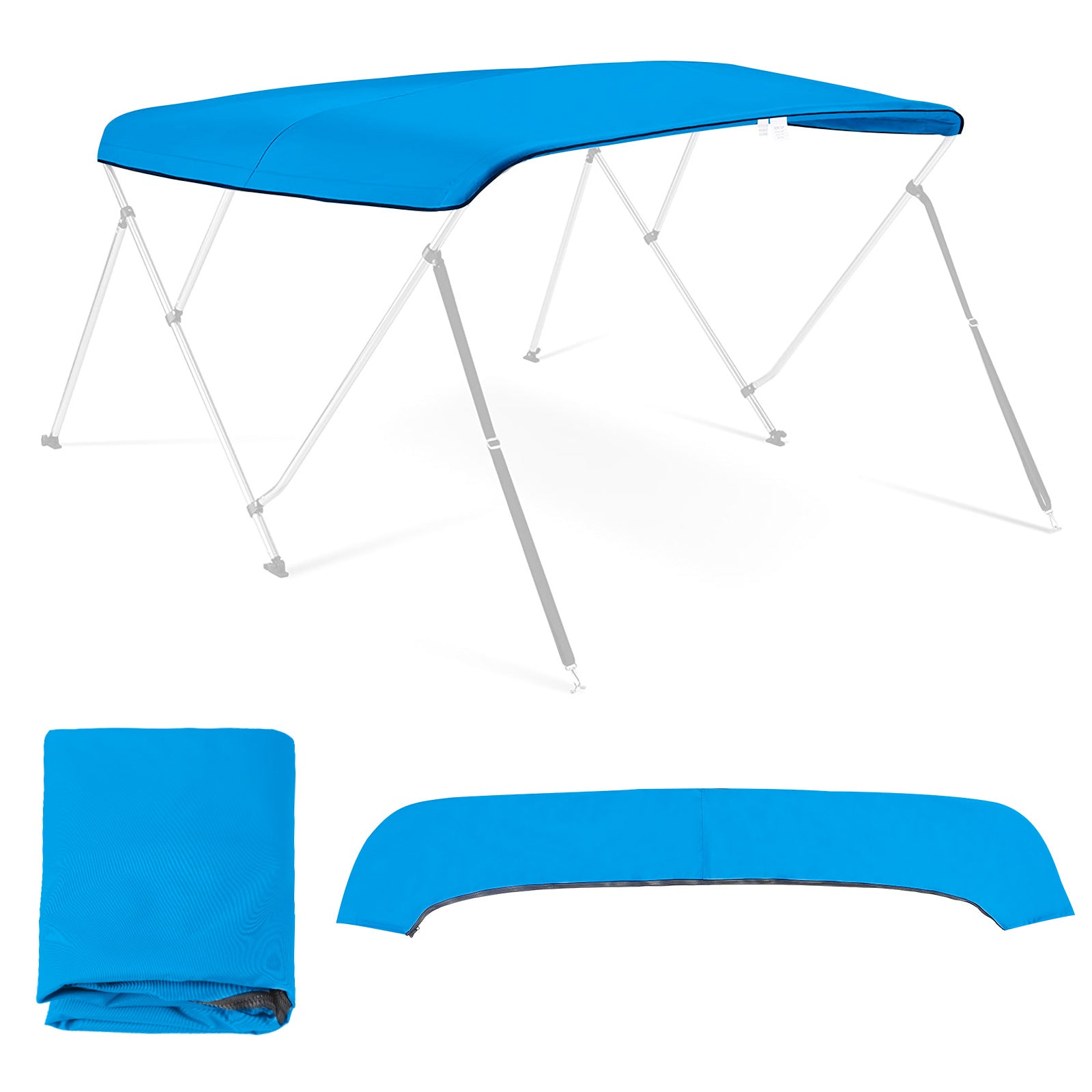 Boat Bimini Top | 3 Bow Pontoon Bimini Boat Tops Replacement Canvas Cover Blue