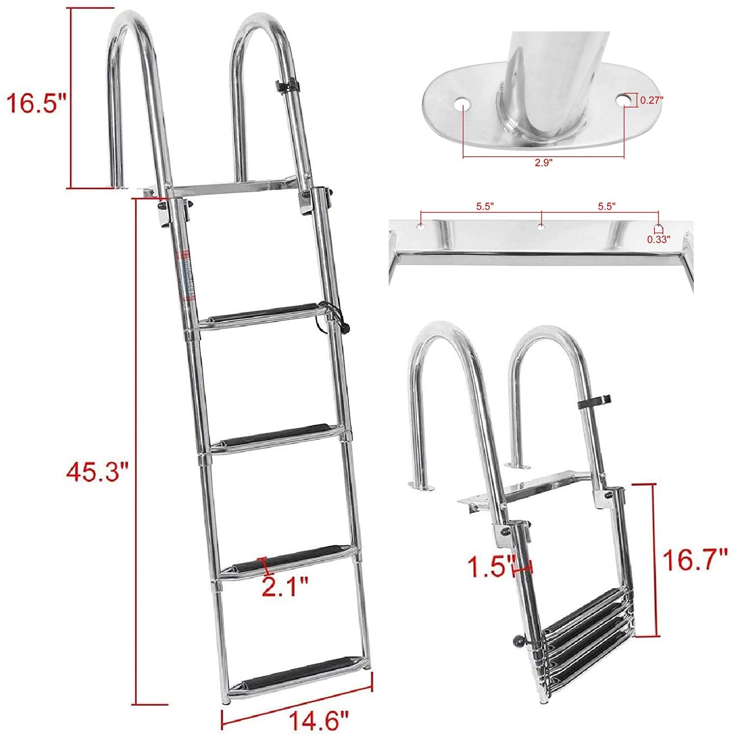 4 Step Pontoon Boat Ladder