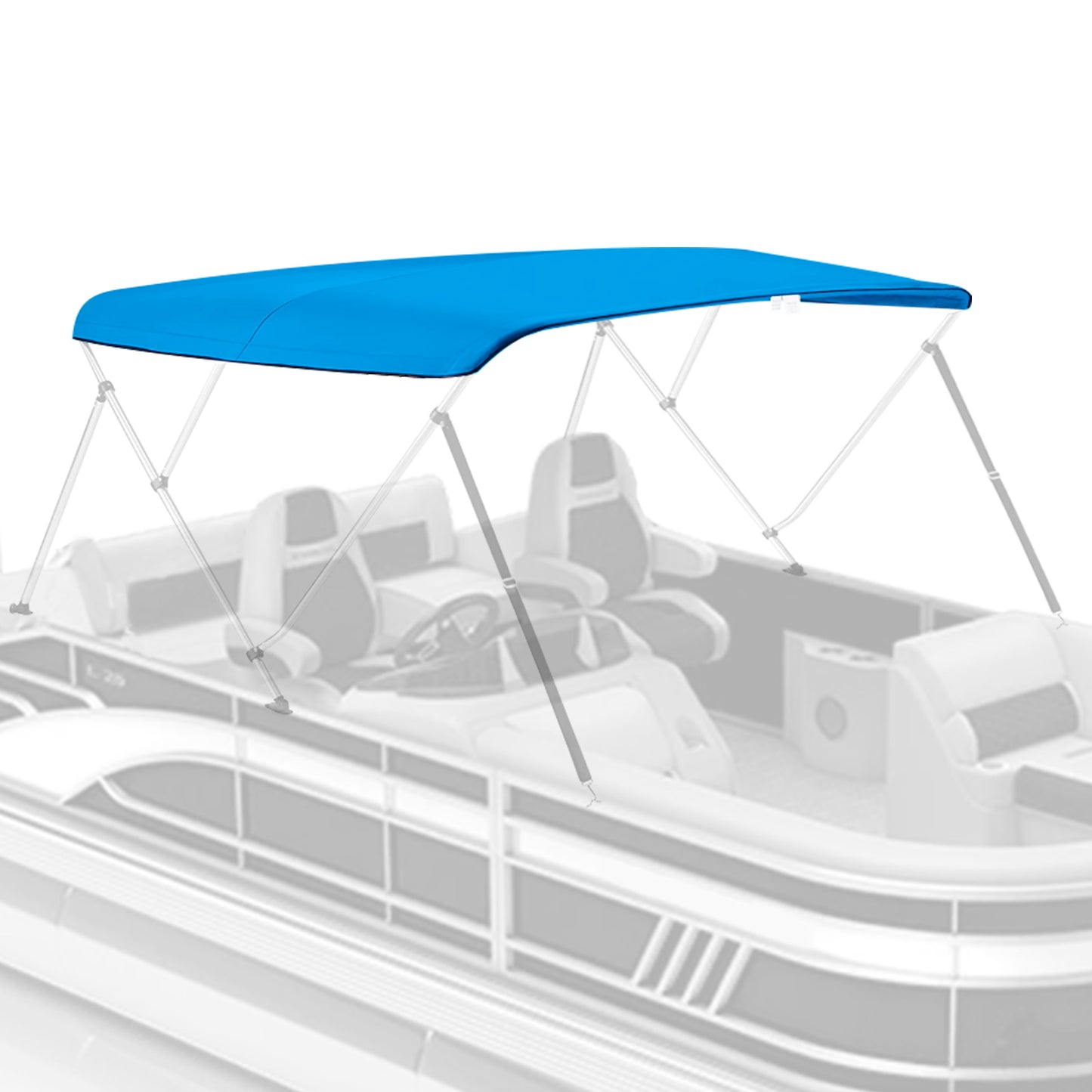 Boat Bimini Top | 3 Bow Pontoon Bimini Boat Tops Replacement Canvas Cover Blue