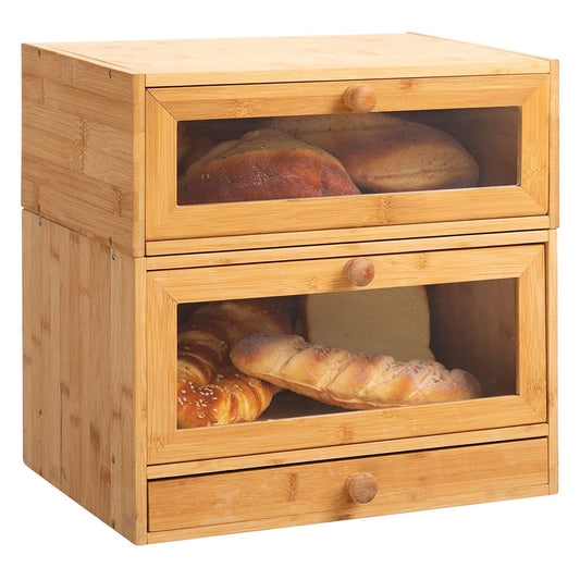 Bread Box for Kitchen Countertop Bread Containers 3 Layers