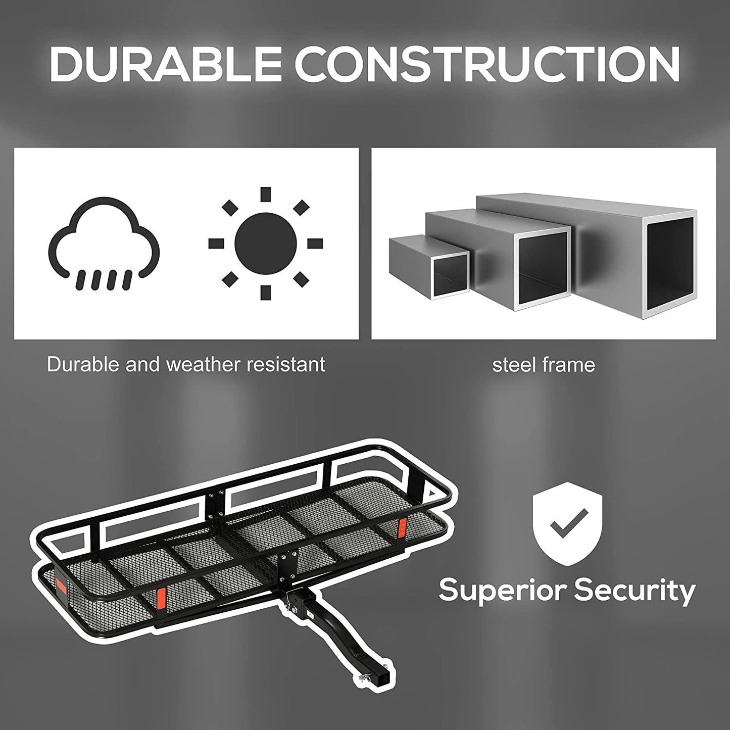 Folding Cargo Carrier Rack Hitch Mount Cargo Baskets