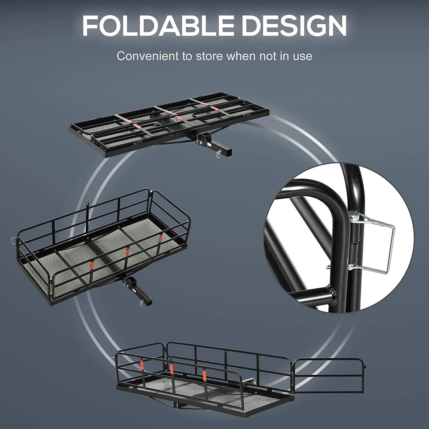 Folding Cargo Carrier Rack Hitch Mount Cargo Basket High