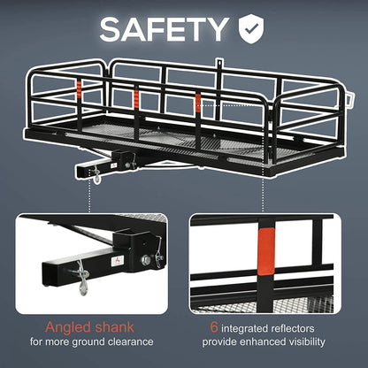 Folding Cargo Carrier Rack Hitch Mount Cargo Basket High