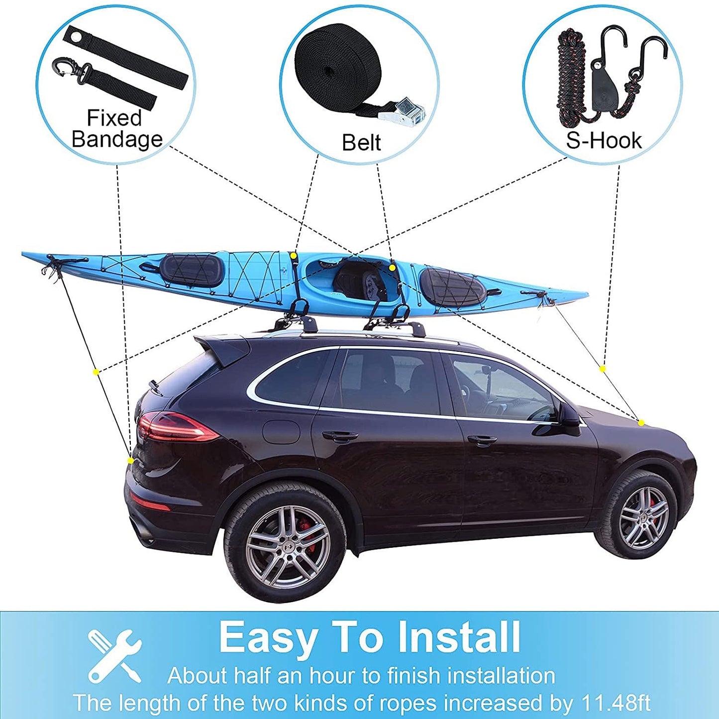 J Bar Kayak Roof Rack | Universal Kayak Carrier for Kayaks