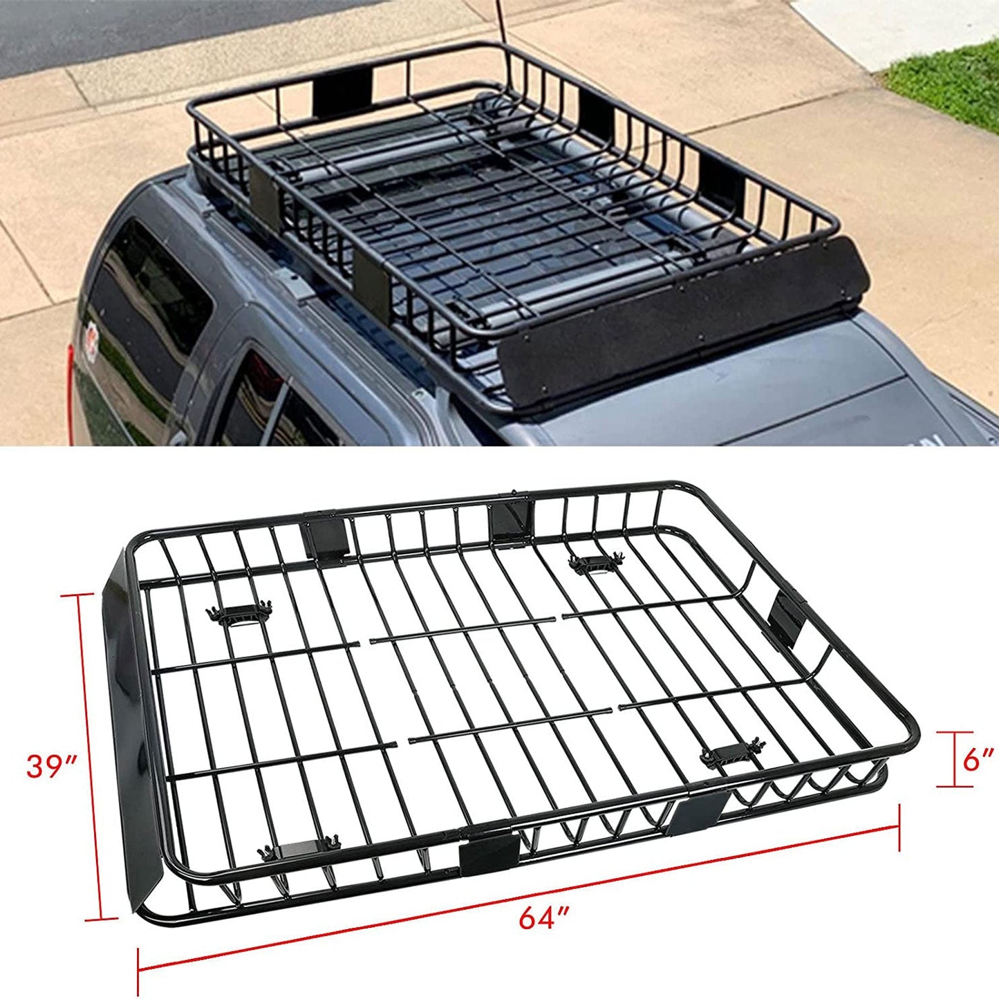 Universal Cargo Roof Rack Steel Basket 250 lb Capacity