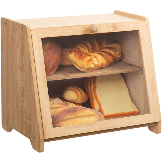 Bread Box for Kitchen Countertop 2 Layers