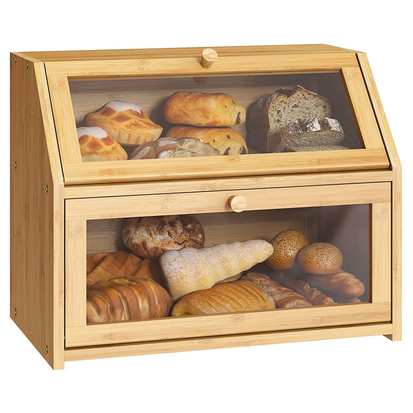 Bread Box for Kitchen Countertop Bread Containers Double Layer