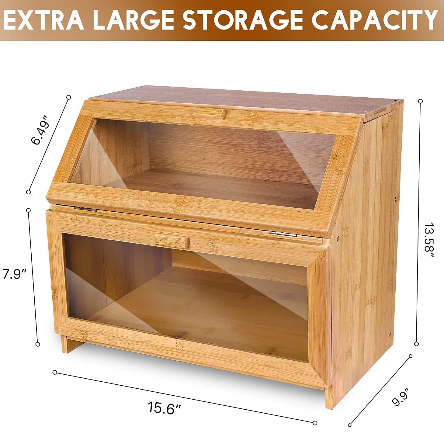 Bread Box for Kitchen Countertop Double Compartment